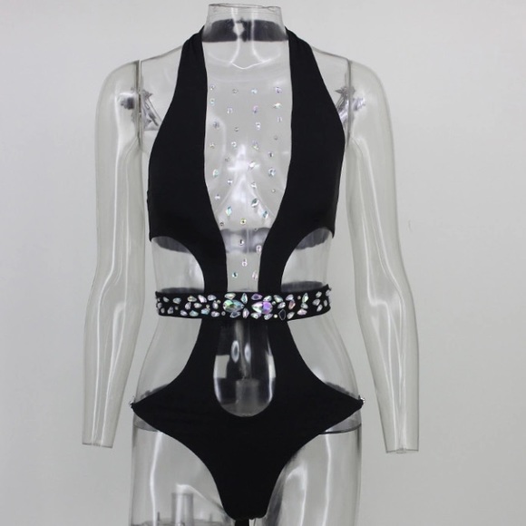 ๐White or Black gaze an crystals halter swimsuit - Picture 6 of 7